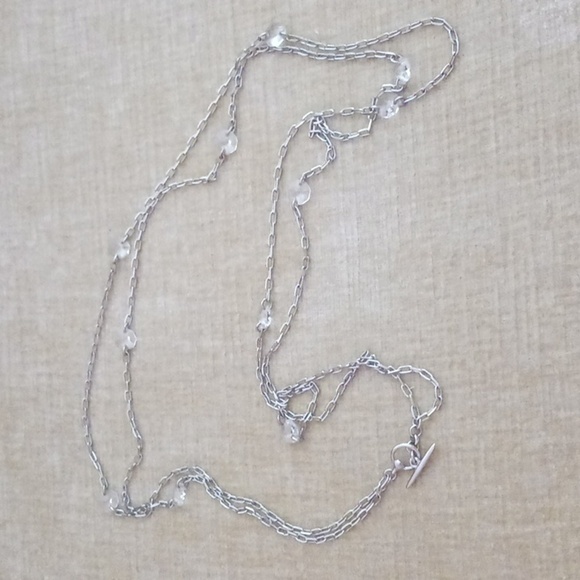 Vintage Liz Claiborne Double Strand Crystal Chain Necklace - Picture 2 of 5